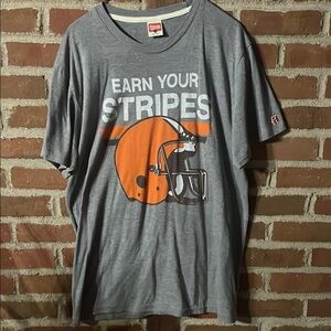 Homage Earn Your Stripes Gray and Orange Cleveland Browns Tee, size large